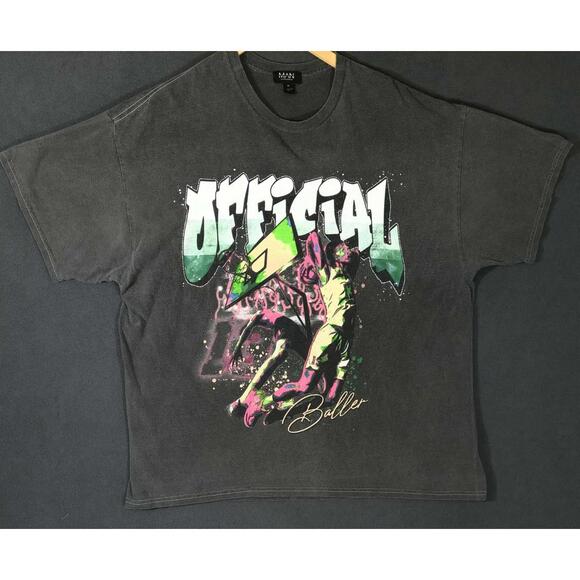 BoohooMAN Official Baller Graphic Tee Black Size M #4 - Picture 1 of 5
